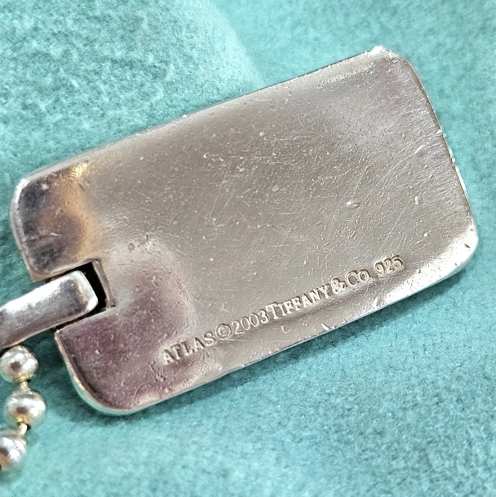 ✨Tiffany & Co. Atlas 925 Sterling Roman Numeral Dog Tag Pendant Necklace✨